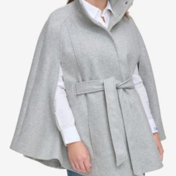 New CALVIN KLEIN Women's Double-Breasted Cape Coat